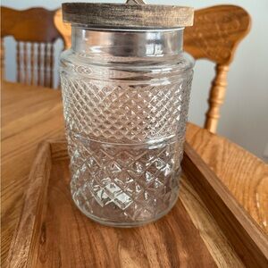 Clear Glass Jar with Wooden Lid